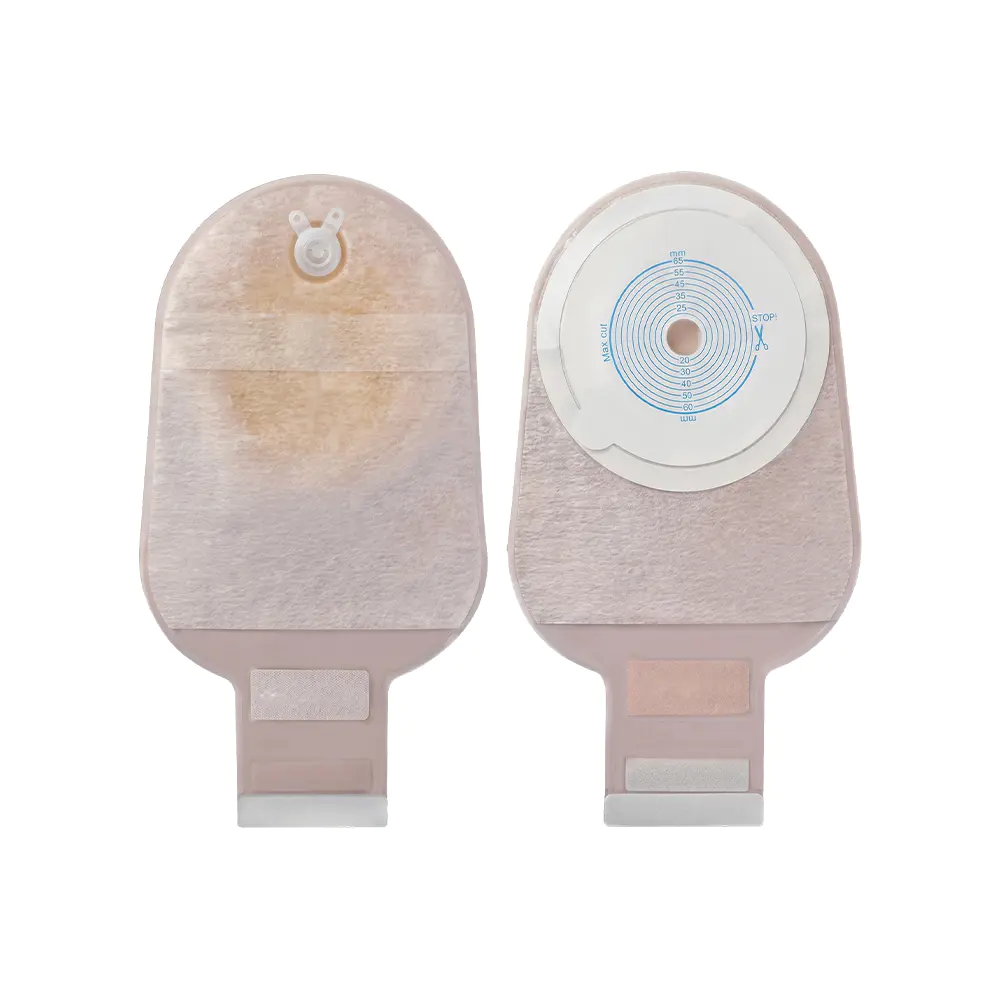 Bolsa de ostomía con cierre de velcro y capa exterior no tejida de doble cara de una sola pieza