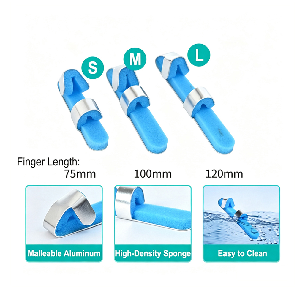 Inmovilizador de férula para dedo, soporte de aluminio flexible con cómodo forro de esponja de alta densidad, alivio del dolor para artritis, esguinces, fracturas, dedo en gatillo, 3 tamaños disponibles