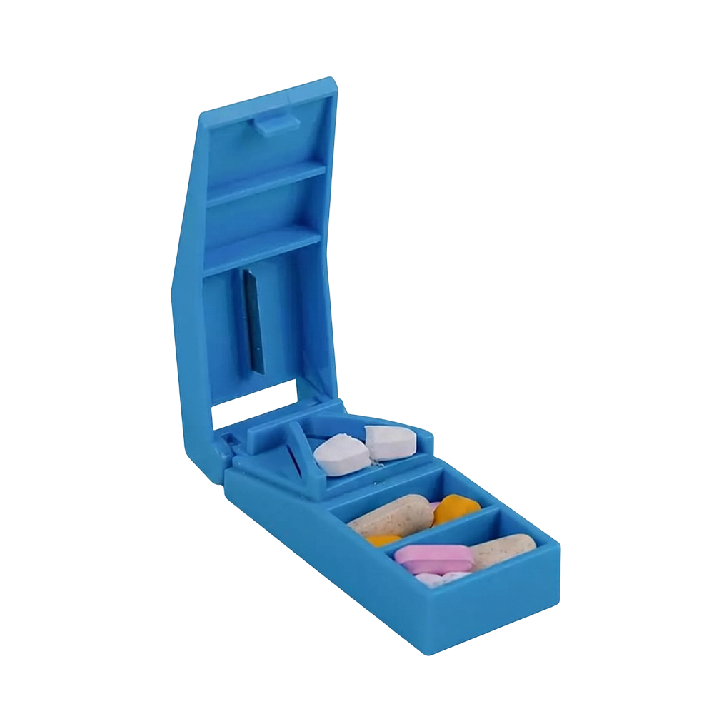 Cortador de pastillas y caja de almacenamiento portátil 2 en 1