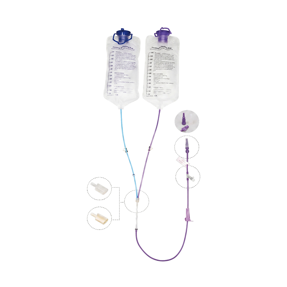Sistema de alimentación por sonda de bolsa doble con alimentación por bomba de 1000 ml/1200 ml con opciones de punta y tornillo