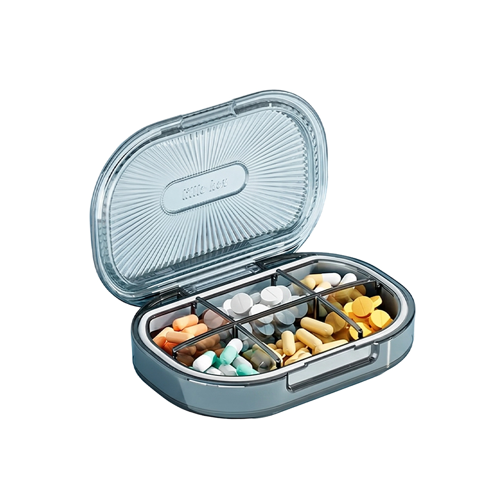 Pastillero portátil premium de 6 compartimentos
