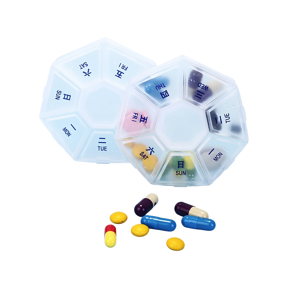 Pastillero portátil hexagonal de 7 días