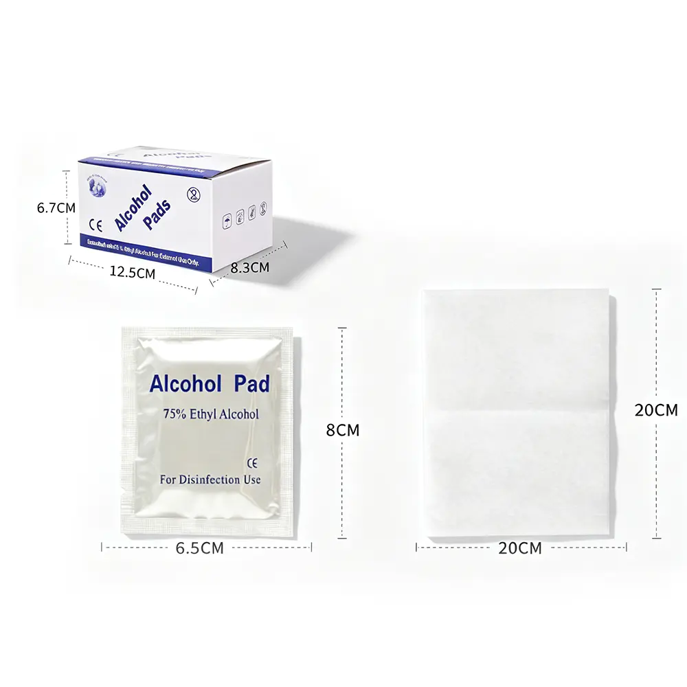 Almohadillas de preparación de alcohol envueltas individualmente, toallitas estériles desechables con 75 % de alcohol etílico para limpieza de la piel, perforaciones, dispositivos y desinfección de primeros auxilios